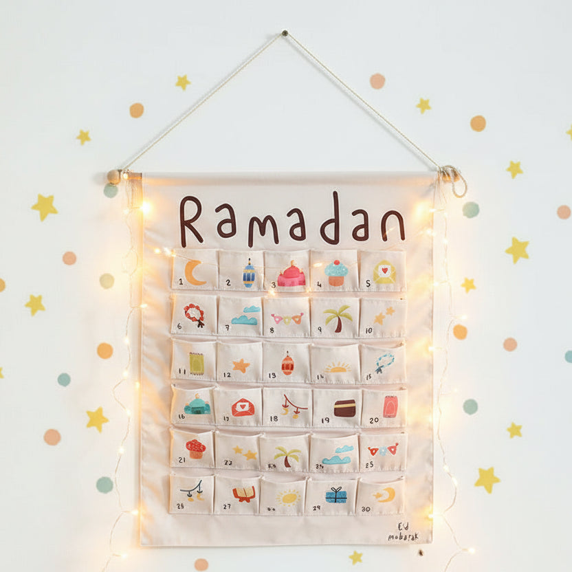 🌙Ramadan-Kalender für Kinder – wendbar mit 30 Taschen