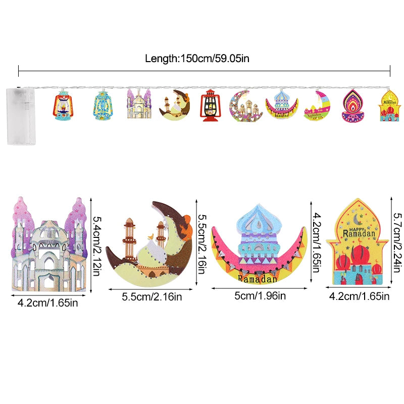 ⭐Ramadan & Eid LED Lichterkette – Mond & Sterne, Batteriebetrieben