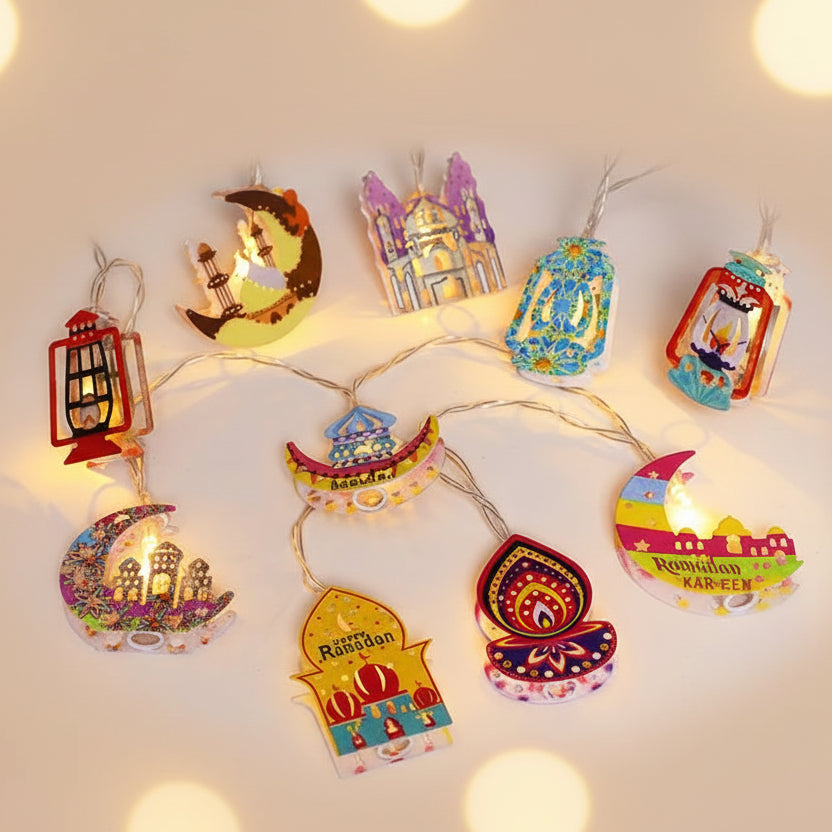 ⭐Ramadan & Eid LED Lichterkette – Mond & Sterne, Batteriebetrieben